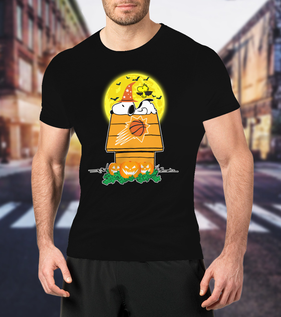 Phoenix Suns Halloween Snoopy Woodstock Pumpkin Moon T-Shirt