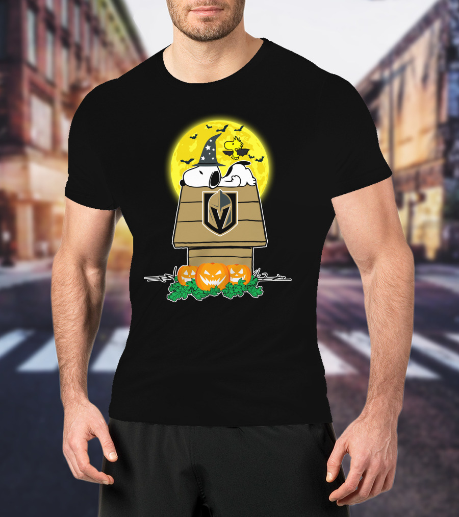 Vegas Golden Knights Halloween Snoopy And Woodstock Pumpkin House T-Shirt