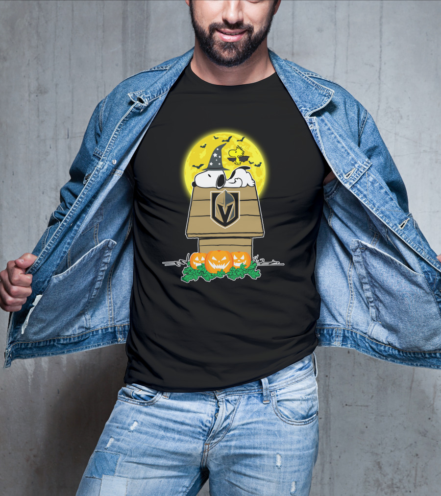 Vegas Golden Knights Halloween Snoopy And Woodstock Pumpkin House T-Shirt