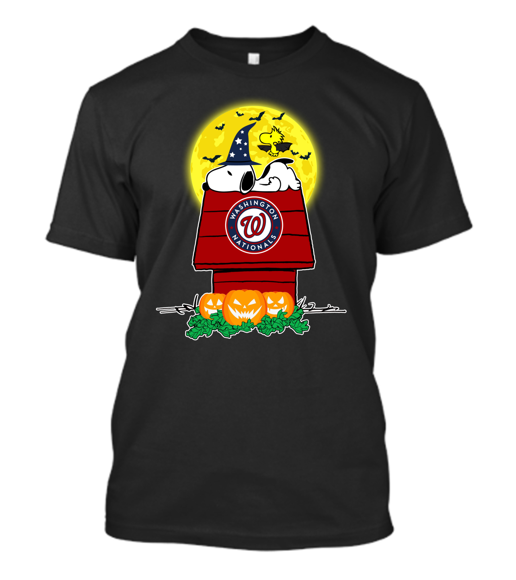 Washington Nationals Snoopy Halloween Moon And Pumpkins T-Shirt