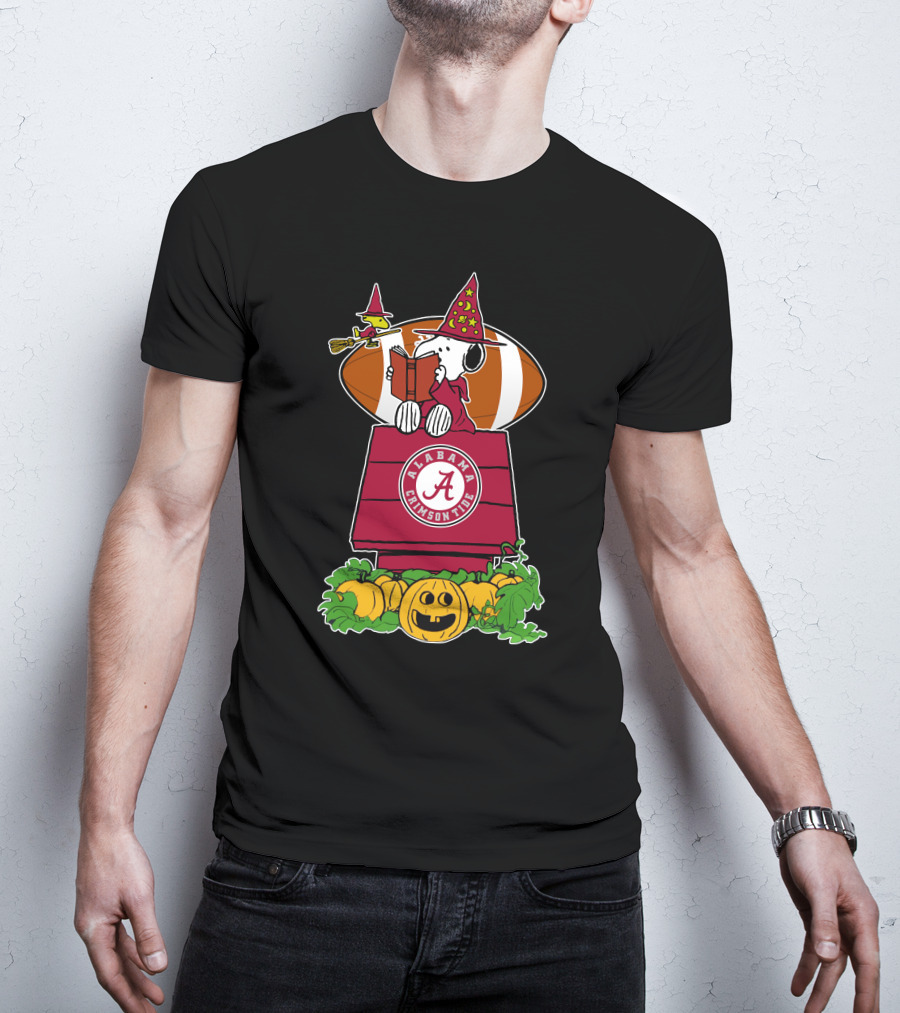 Alabama Crimson Tide Snoopy Halloween Witch Pumpkin Football T-Shirt