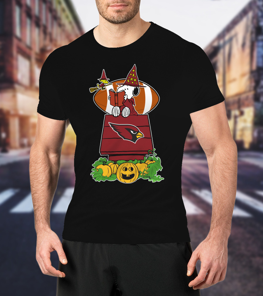 Arizona Cardinals Snoopy Halloween Football Pumpkin Scene T-Shirt