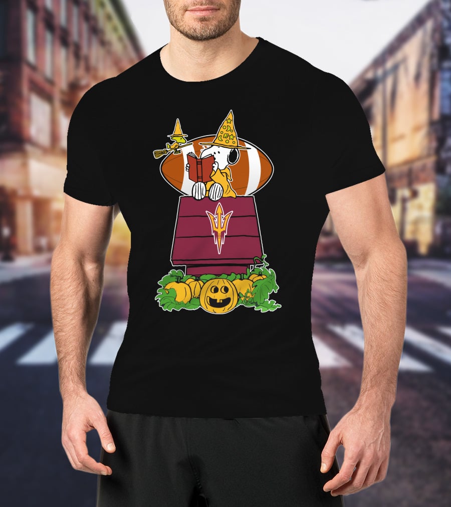 Arizona State Sun Devils Snoopy Halloween Football Charlie Brown Pumpkin T-Shirt