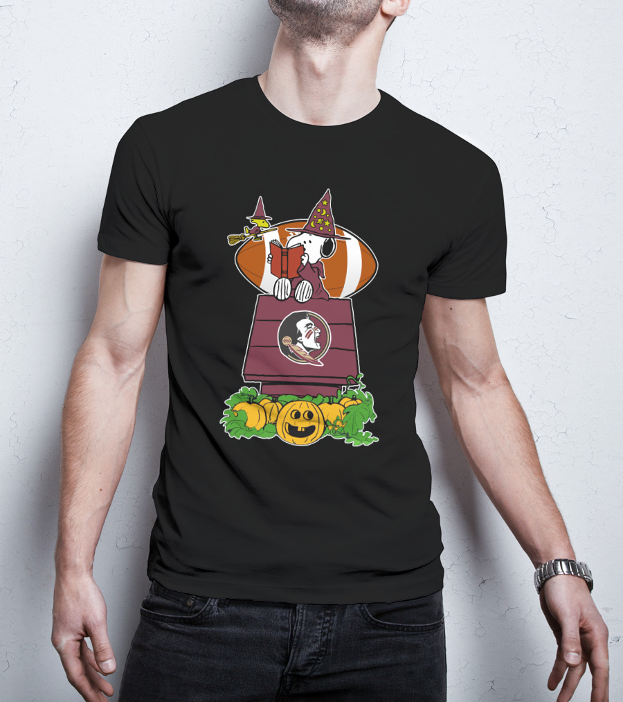 Florida State Seminoles Snoopy Halloween Witch And Pumpkins T-Shirt