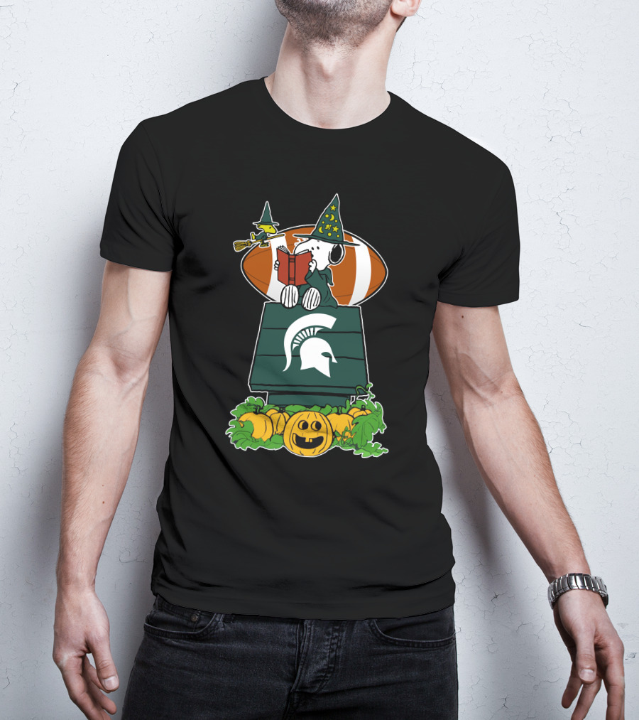 Michigan State Spartans Snoopy Halloween Football Pumpkin House T-Shirt