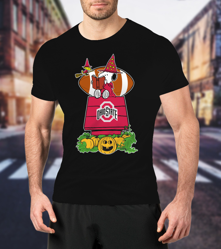 Ohio State Buckeyes Snoopy Woodstock Halloween Football Pumpkin T-Shirt