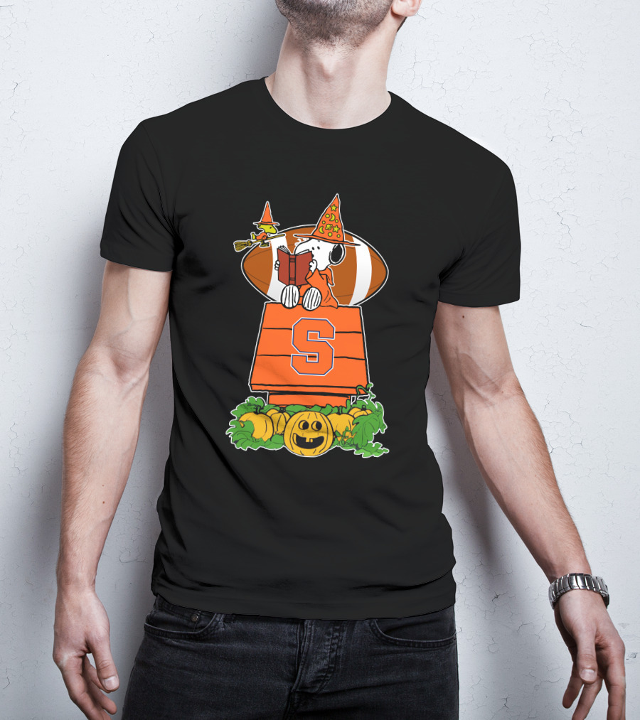 Syracuse Orange Snoopy Halloween Witch Hat Pumpkin Football House T-Shirt