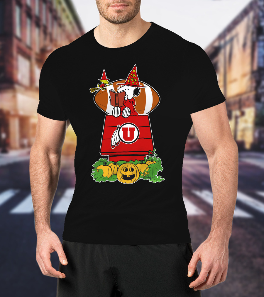 Snoopy Utah Utes Halloween Football Pumpkins T-Shirt