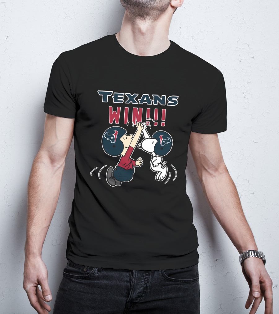 Texans Win Peanuts Characters Celebrate Houston Texans Victory T-Shirt