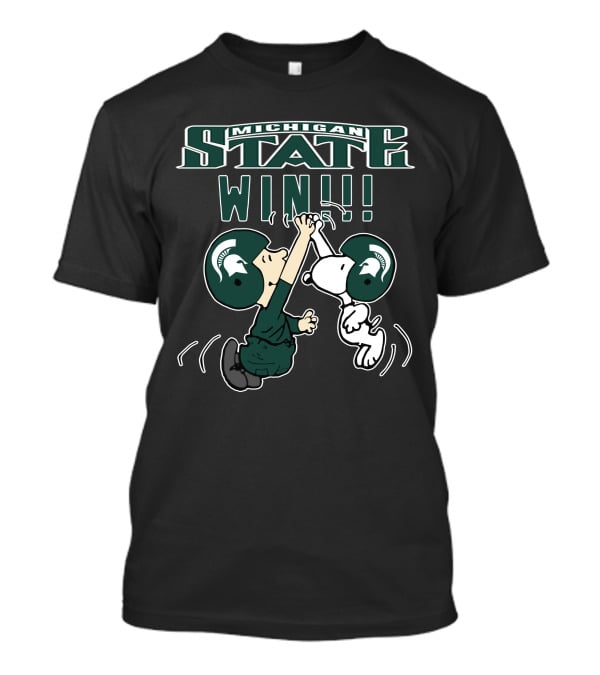 Michigan State Win Peanuts Characters High Five T-Shirt