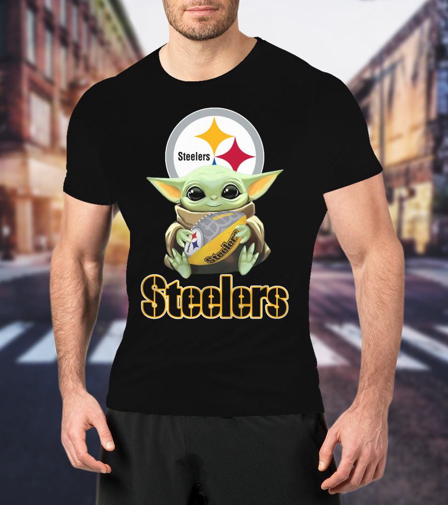 Steelers Baby Yoda Football Fan T-Shirt