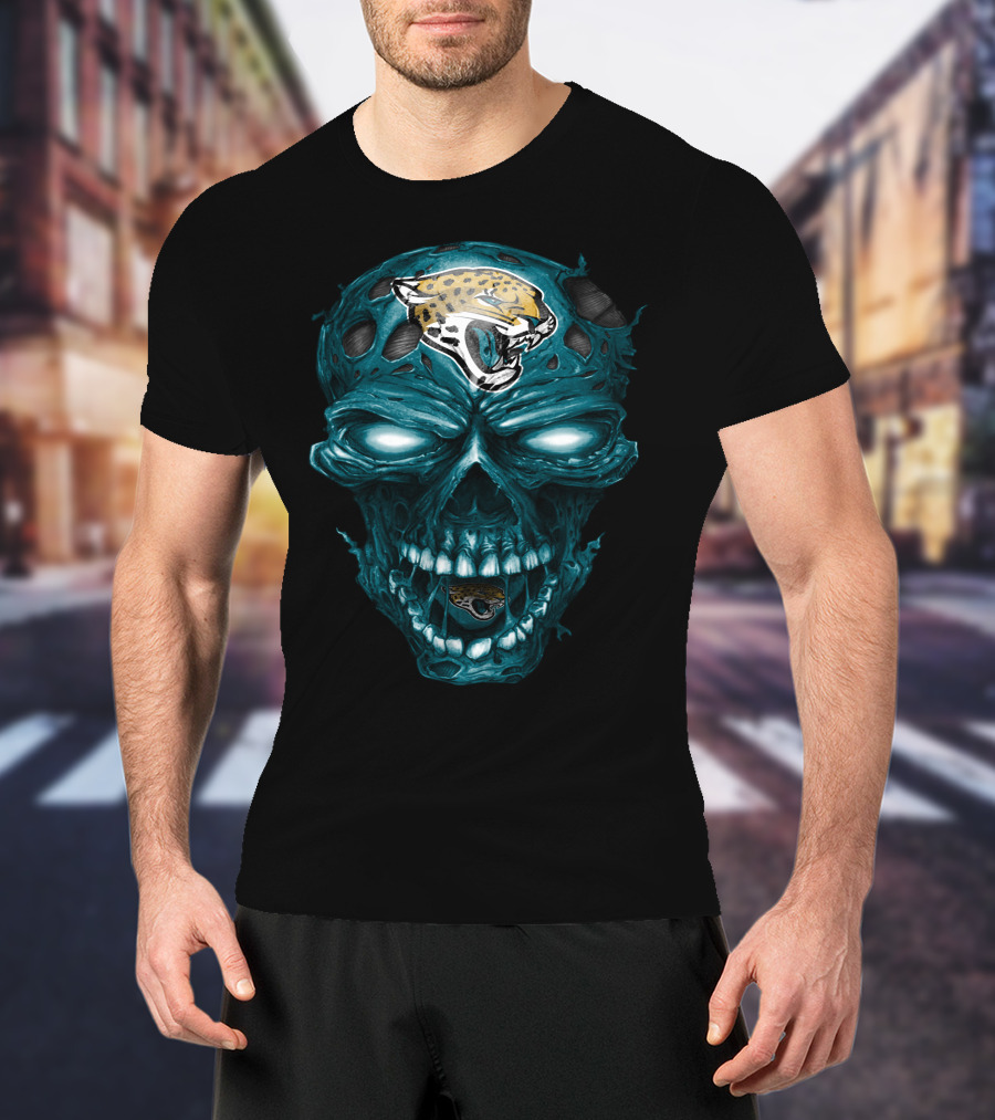 Jacksonville Jaguars Blue Skull With Team T-Shirt