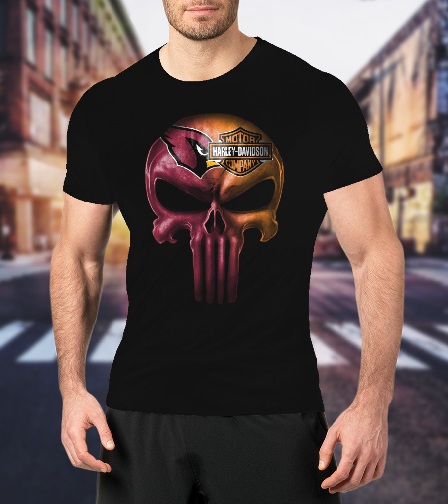 Arizona Cardinals Skull Harley Davidson T-Shirt