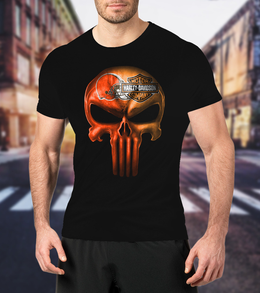 Cleveland Browns Skull Harley Davidson Company T-Shirt