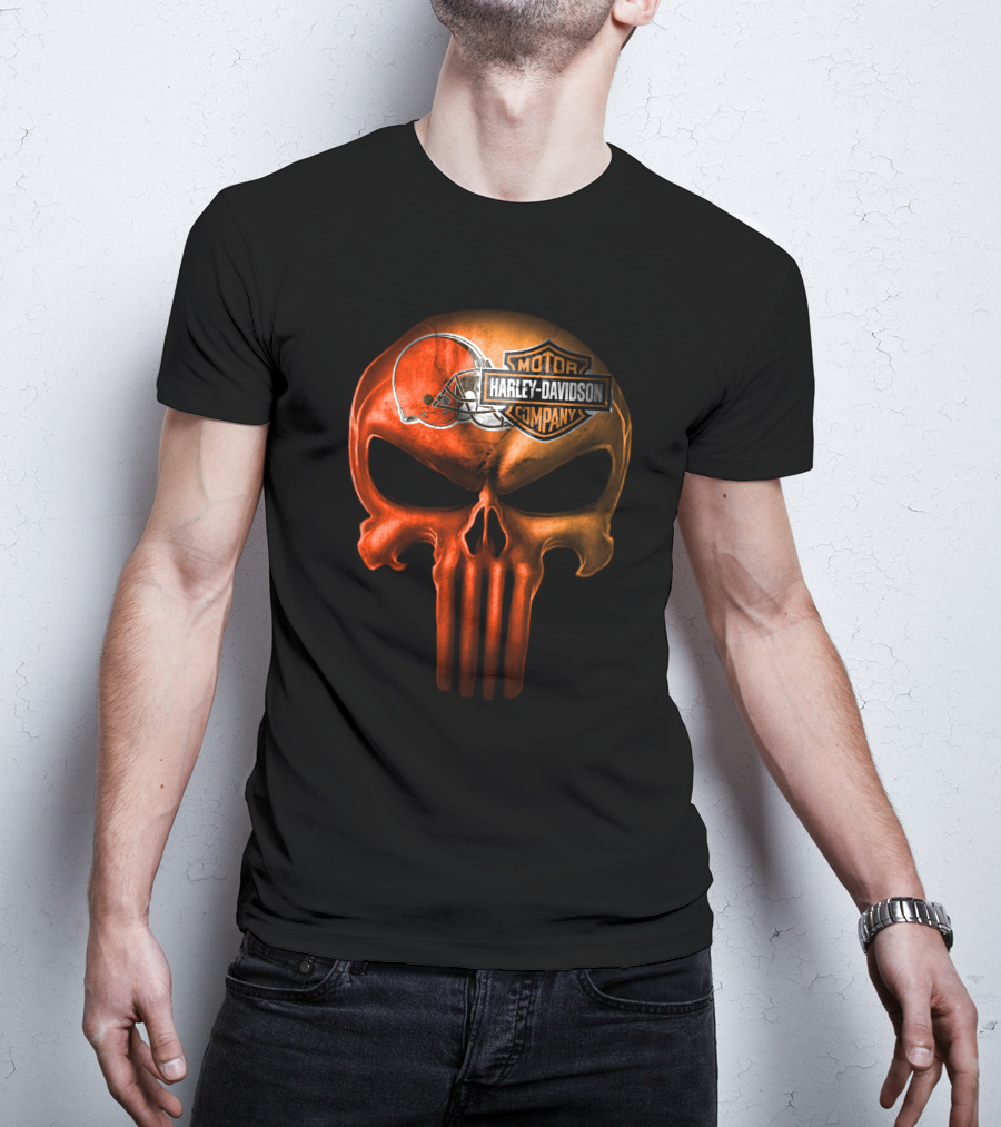 Cleveland Browns Skull Harley Davidson Company T-Shirt