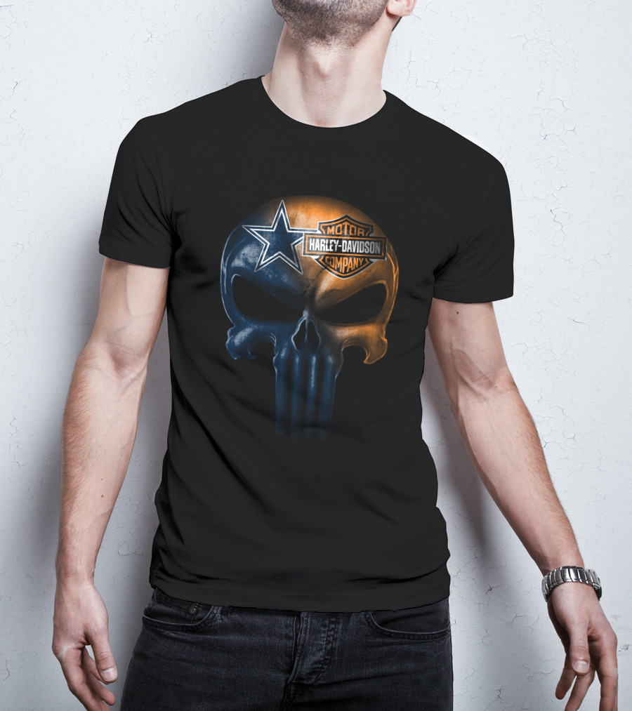 Dallas Cowboys Skull Harley Davidson Collaboration T-Shirt