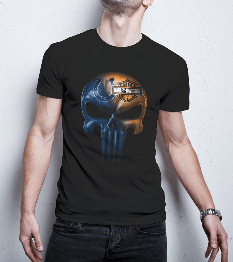 Indianapolis Colts Harley Davidson Skull 2 T-Shirt