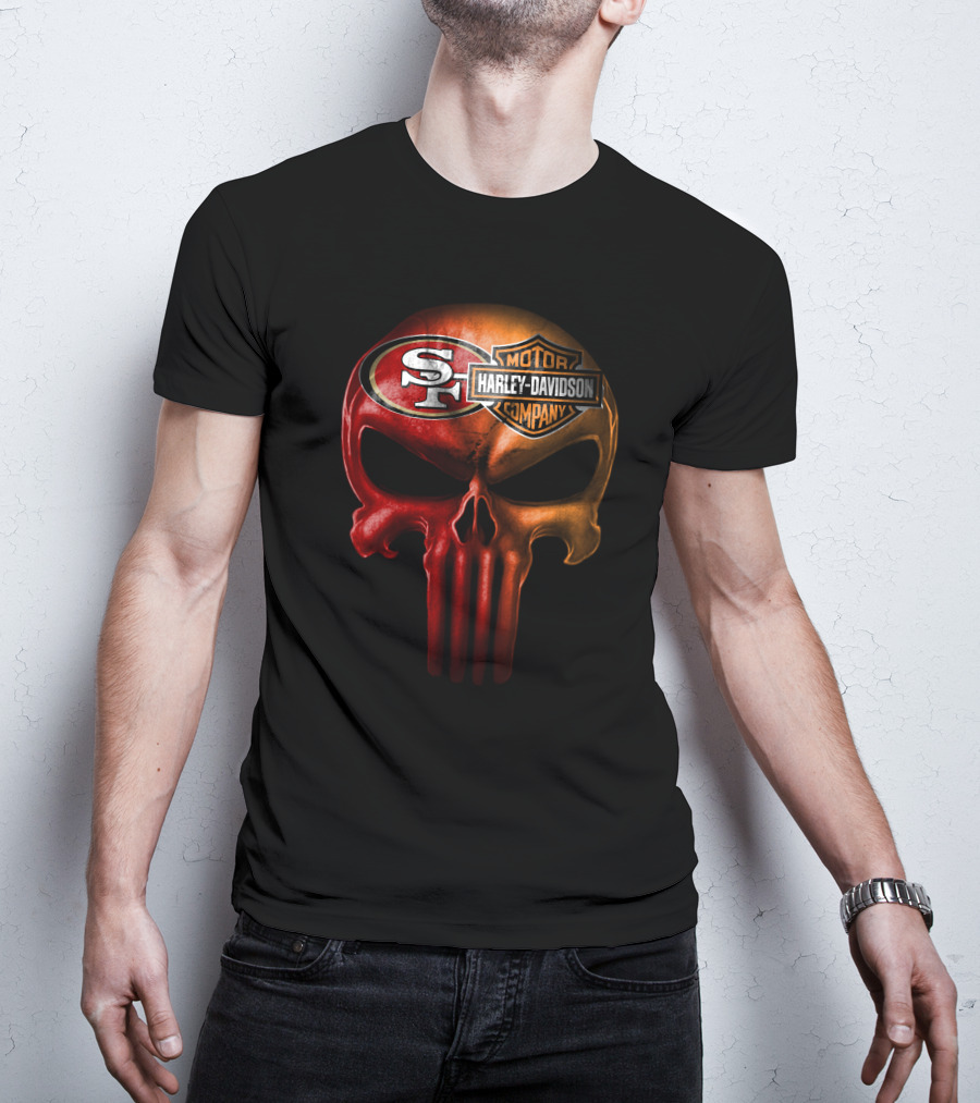 San Francisco 49ers Harley Davidson Skull T-Shirt