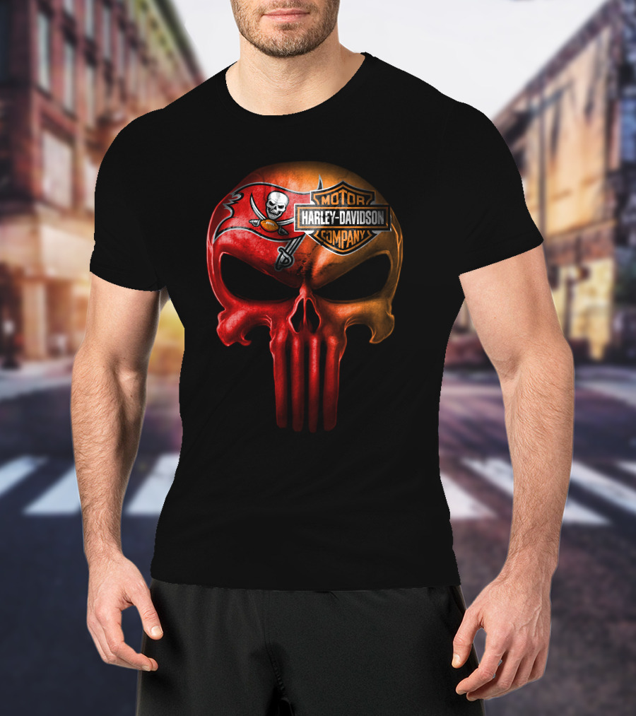 Tampa Bay Buccaneers Skull Harley Davidson T-Shirt