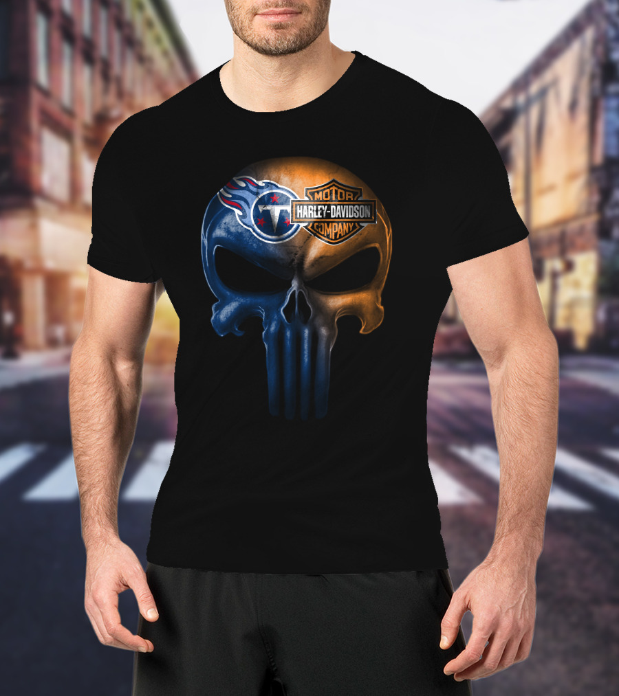 Tennessee Titans Skull Harley Davidson Company Logo Fusion T-Shirt