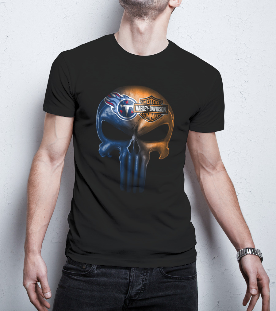 Tennessee Titans Skull Harley Davidson Company Logo Fusion T-Shirt