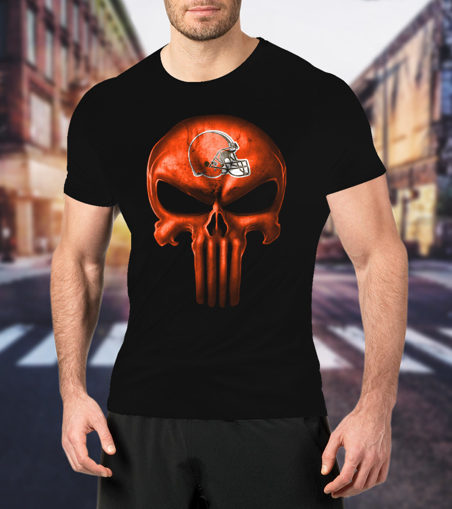 Cleveland Browns Helmet Skull T-Shirt