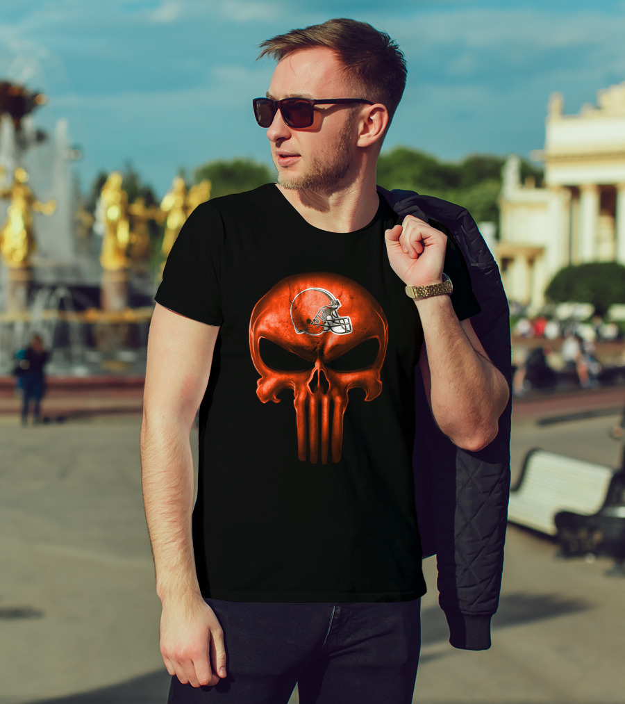 Cleveland Browns Helmet Skull T-Shirt
