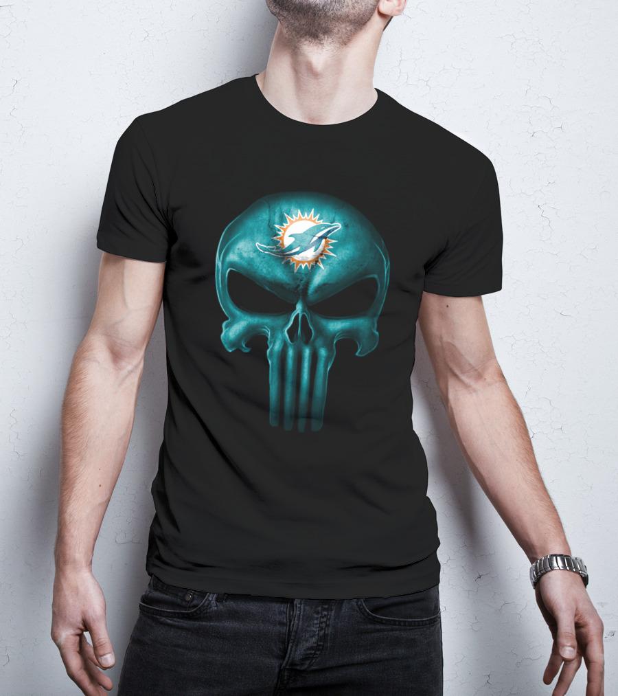 Miami Dolphins Punisher Skull Icon T-Shirt