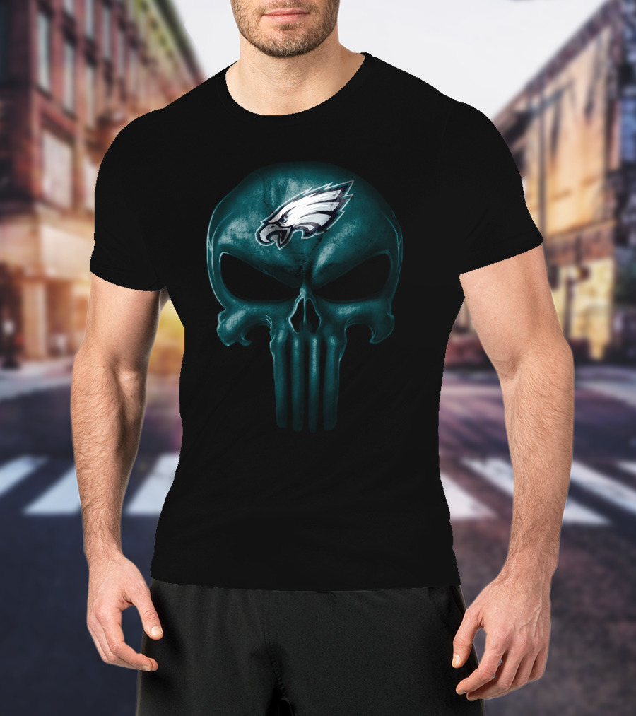 Philadelphia Eagles Skull Design With Team T-Shirt