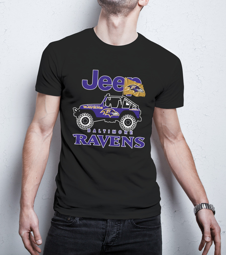 Jeep Baltimore Ravens Flag Logo Iconic Team Representation T-Shirt