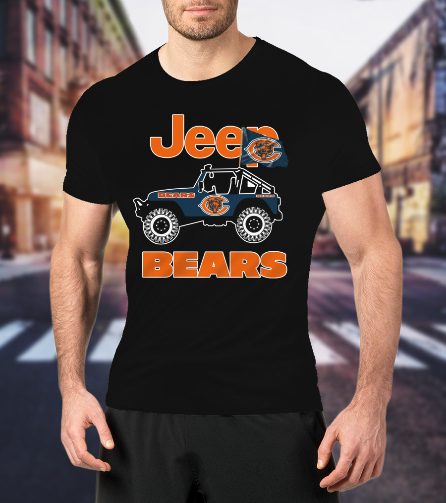 Jeep Bears Chicago Bears Logo Flag Rugged Off-Road Style T-Shirt