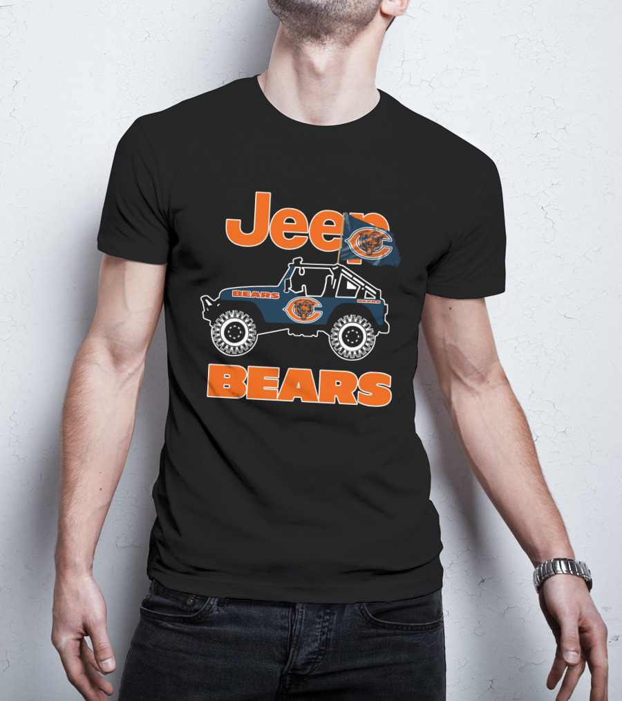 Jeep Bears Chicago Bears Logo Flag Rugged Off-Road Style T-Shirt