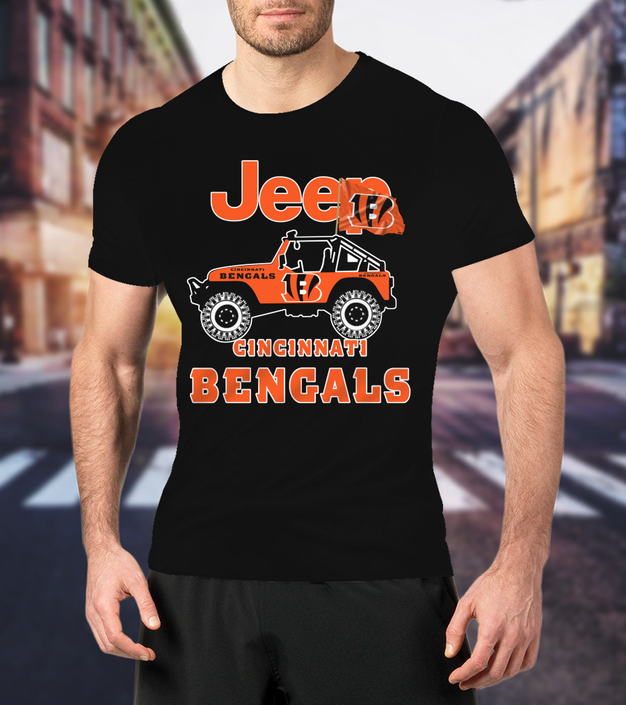 Jeep Cincinnati Bengals 18 Flag T-Shirt