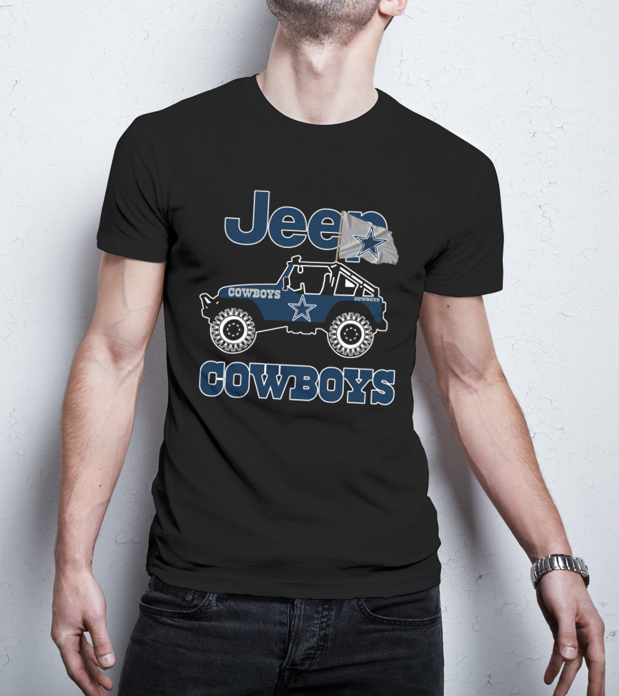 Jeep Cowboys Star Flag Dallas Cowboys Jeep T-Shirt
