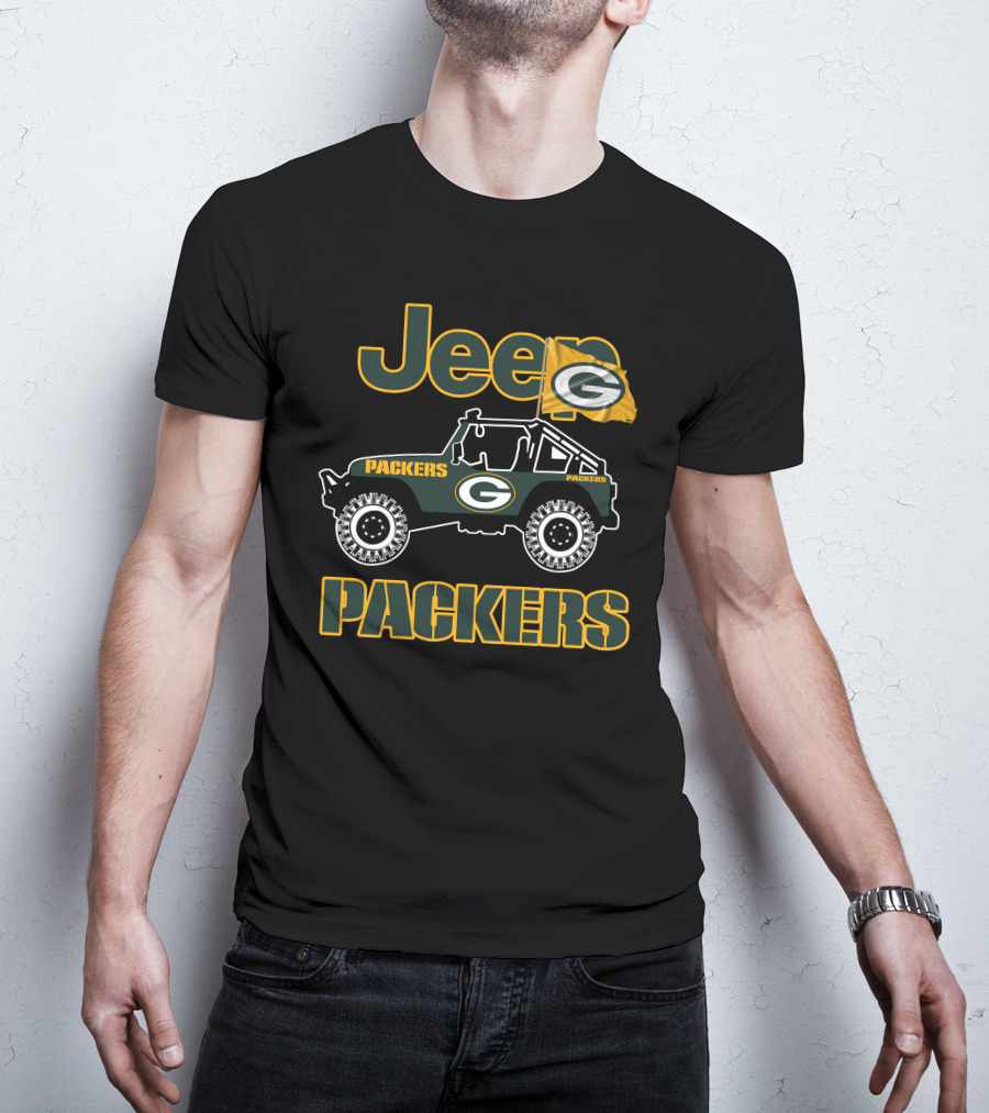 Jeep Packers Green Bay Flag Logo Football Fan T-Shirt