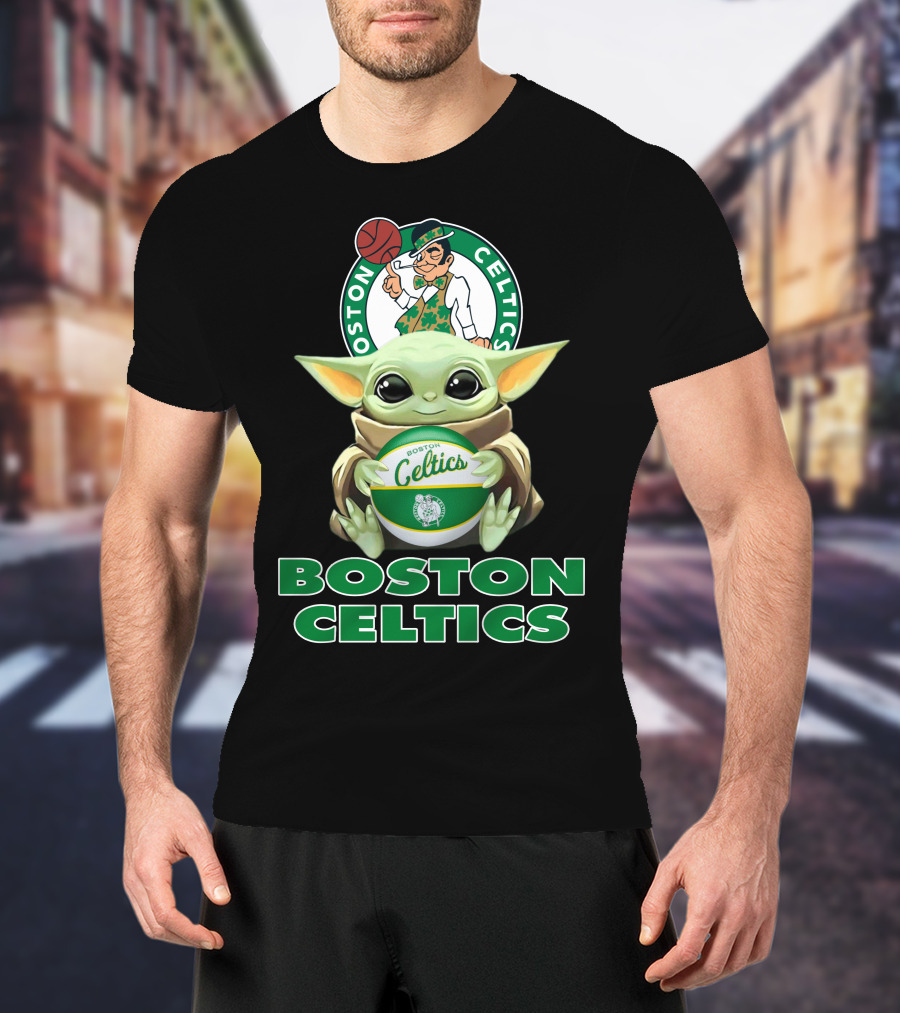 Boston Celtics Baby Yoda Holding Basketball And Team T-Shirt