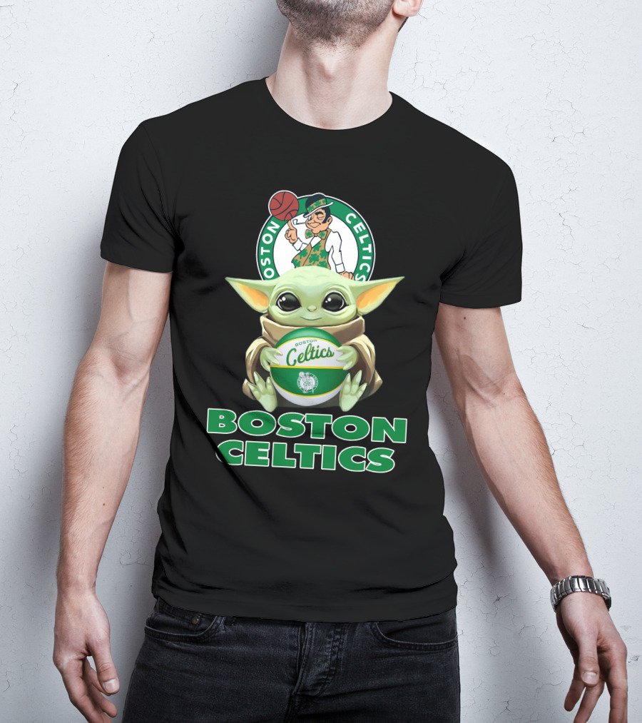 Boston Celtics Baby Yoda Holding Basketball And Team T-Shirt