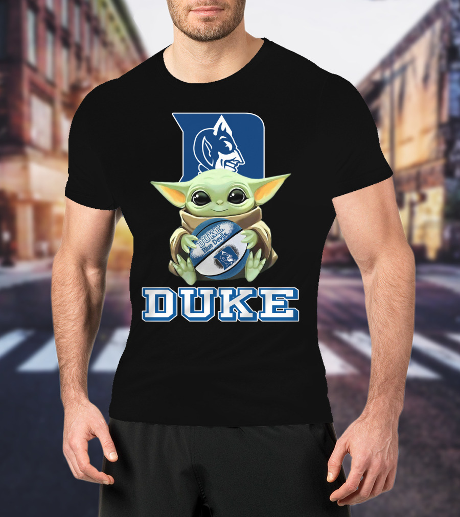 Duke Blue Devils Baby Yoda Holding Basketball T-Shirt
