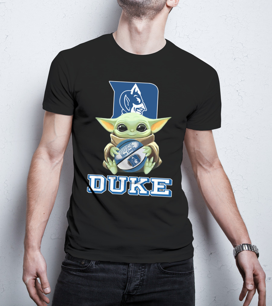 Duke Blue Devils Baby Yoda Holding Basketball T-Shirt