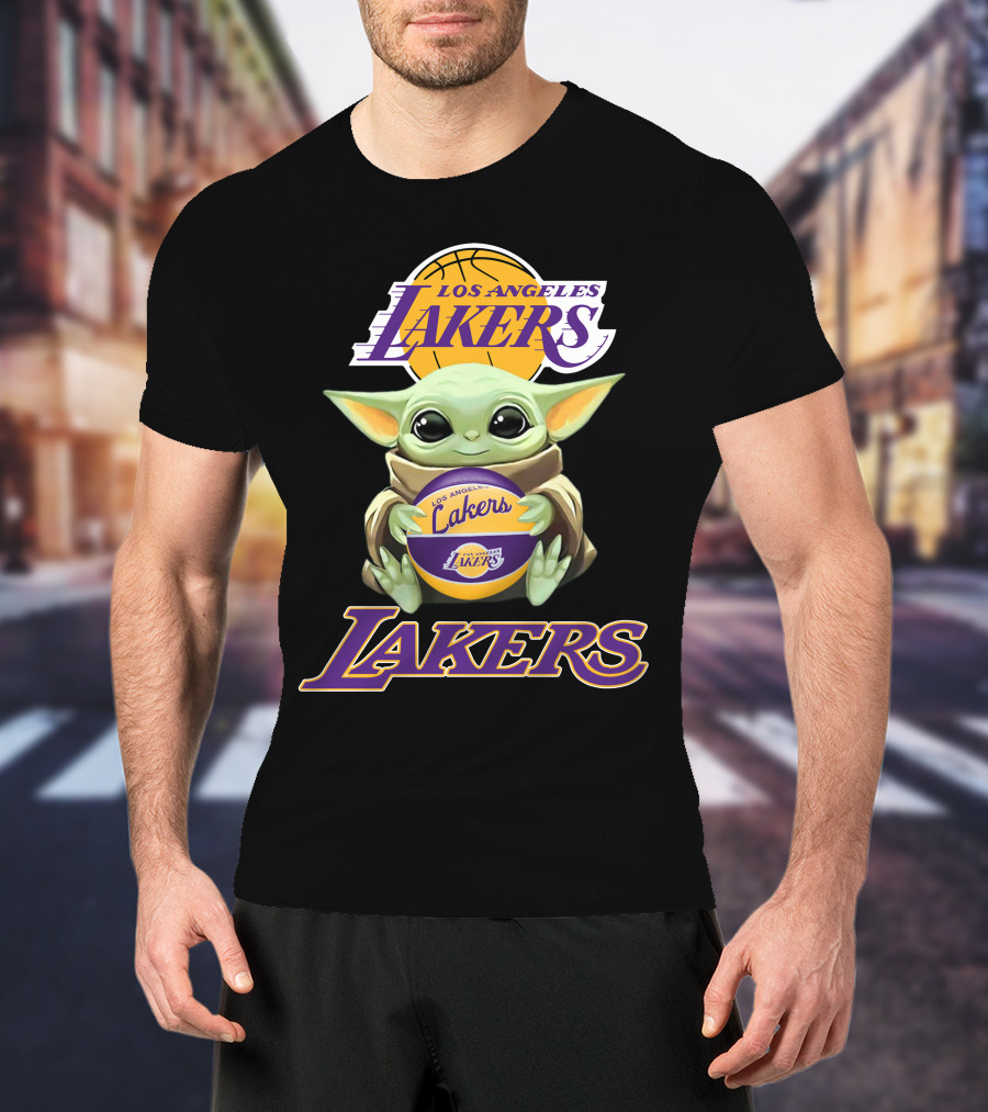 Los Angeles Lakers Baby Yoda Basketball Fan T-Shirt