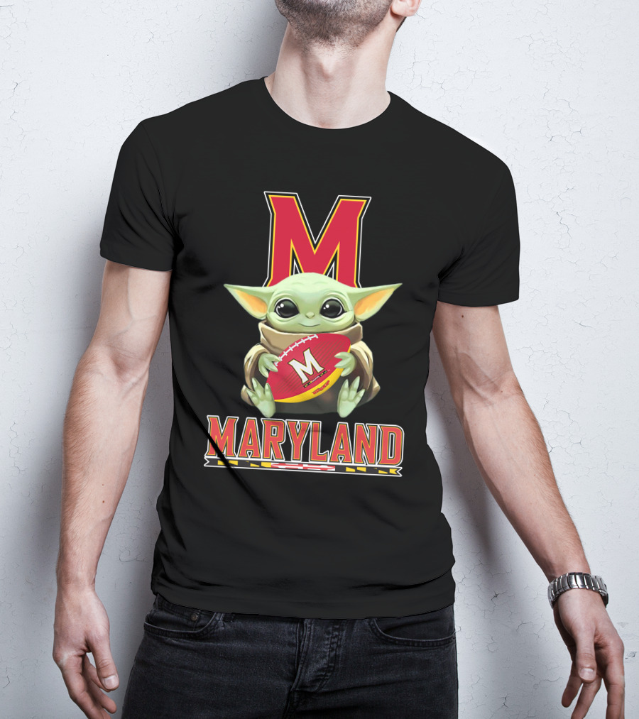 Maryland Terrapins Baby Yoda Football Fan T-Shirt