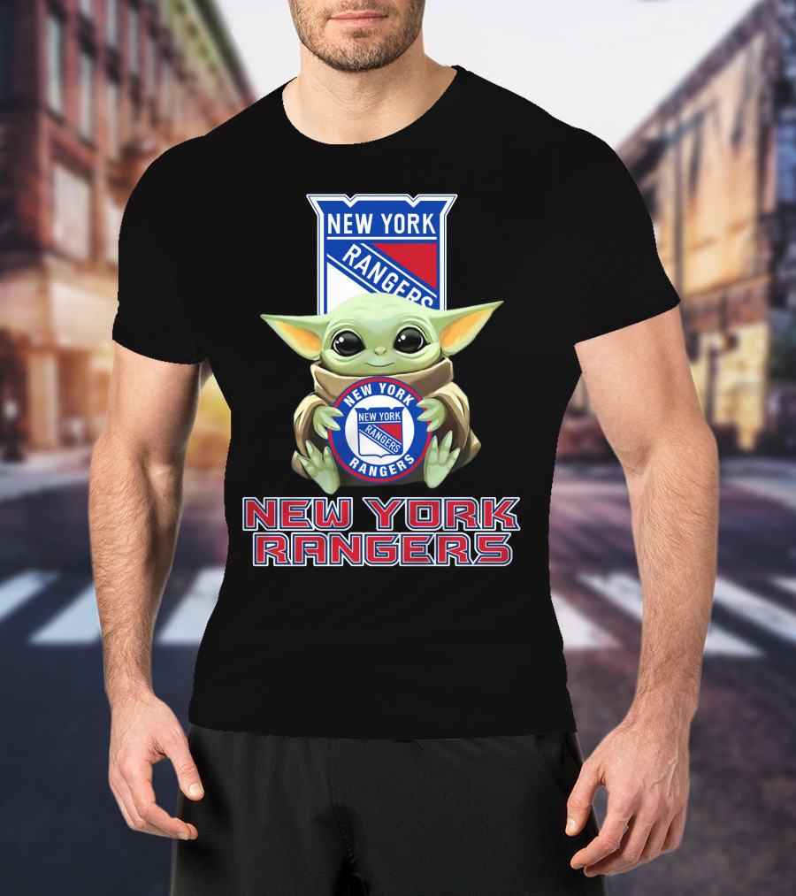 New York Rangers Baby Yoda Holding Team T-Shirt