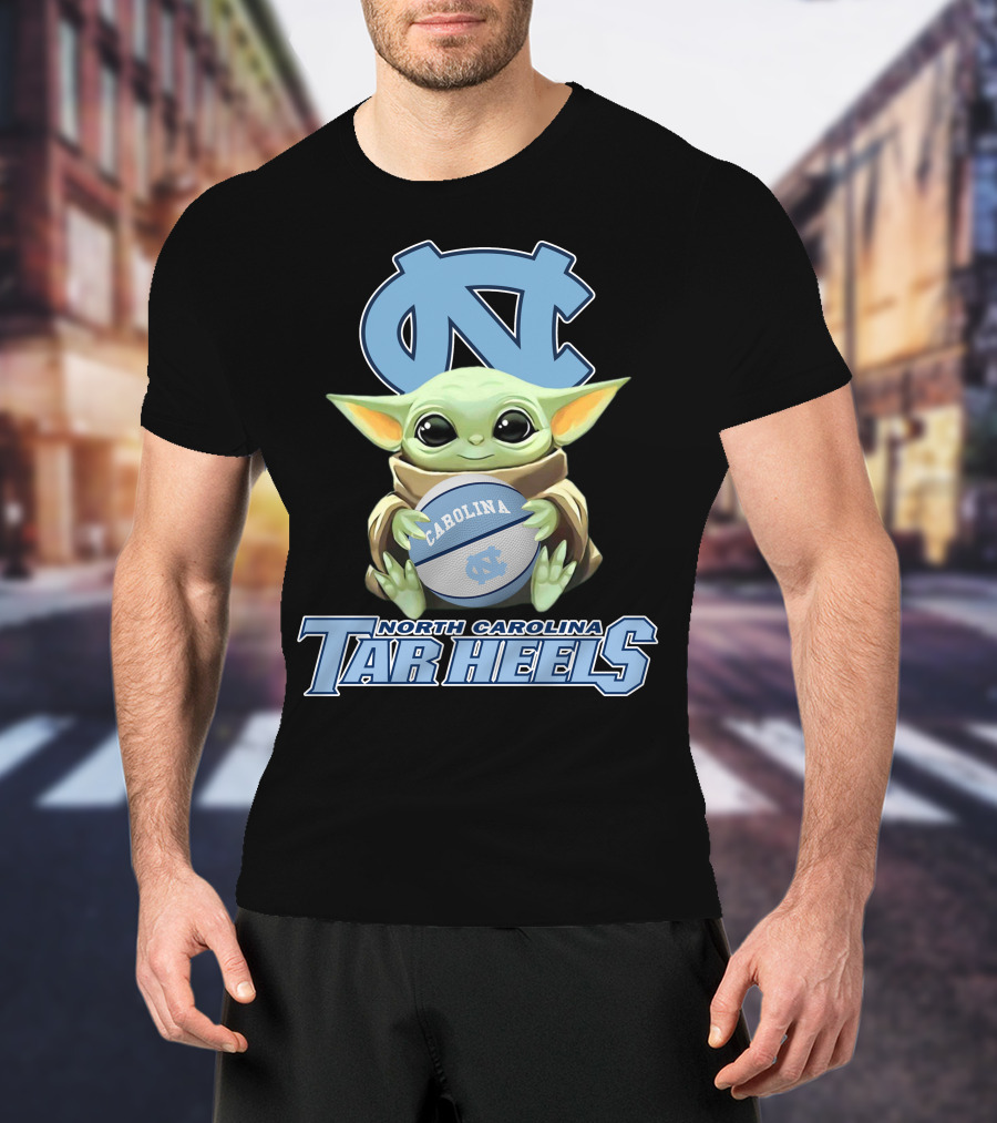 North Carolina Tar Heels Baby Yoda Carolina Basketball T-Shirt