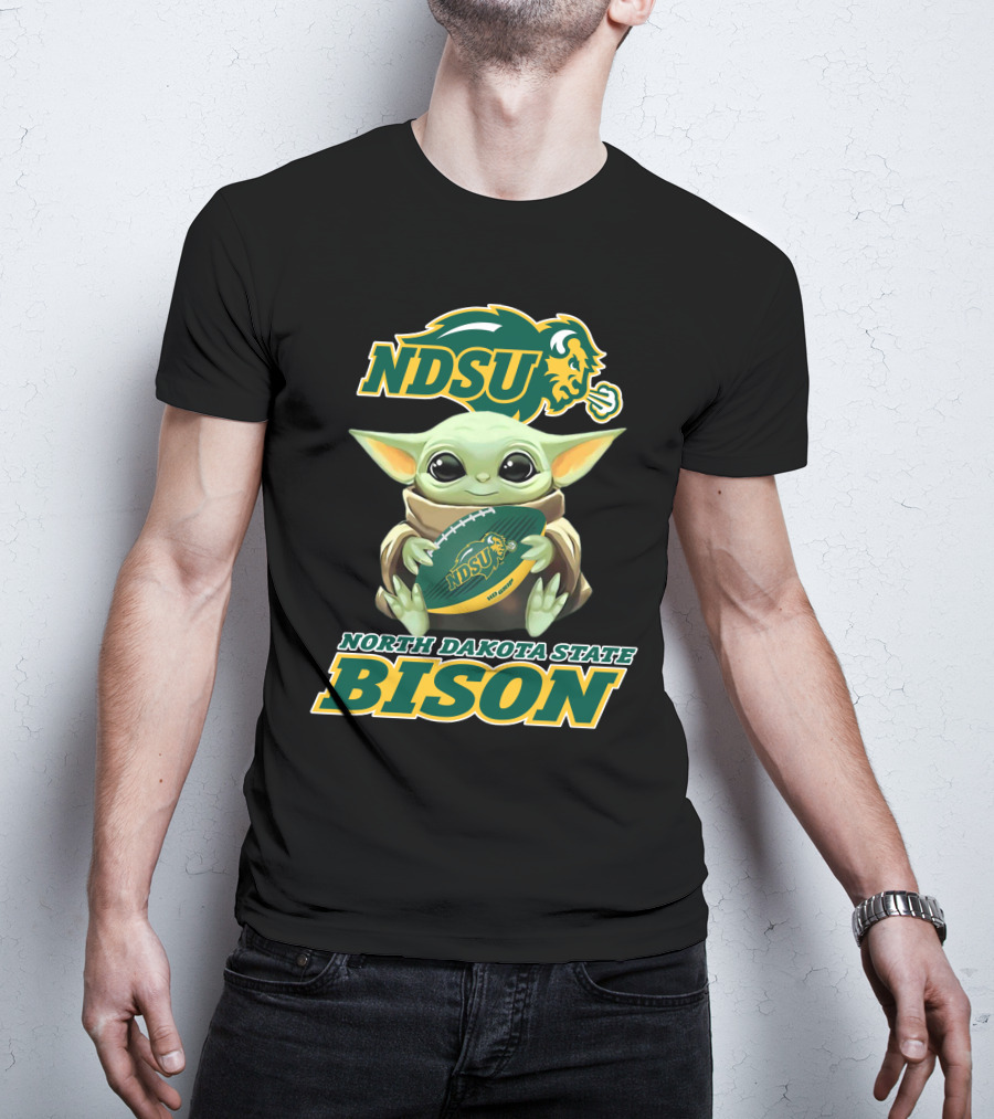 Ndsu North Dakota State Bison Baby Yoda Football T-Shirt