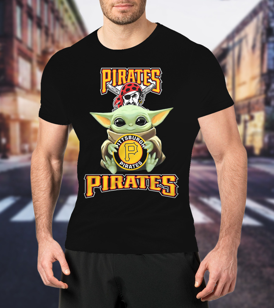 Pittsburgh Pirates Baby Yoda Holding Baseball T-Shirt