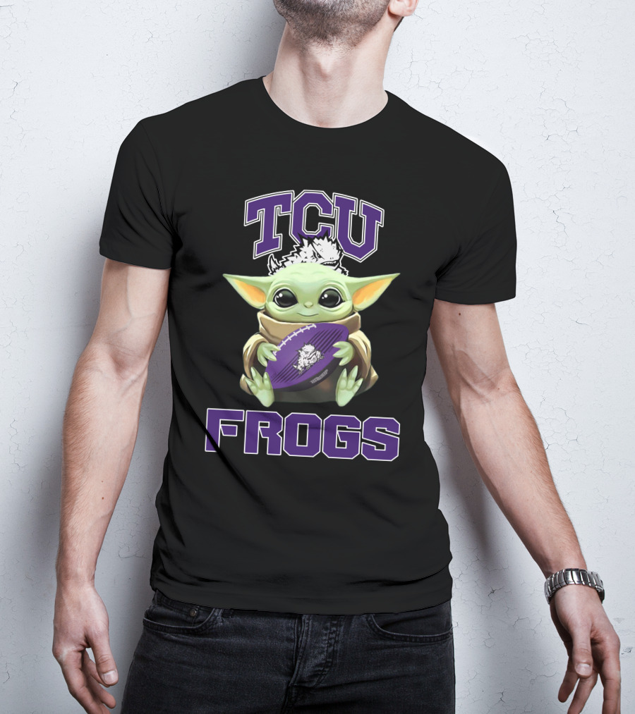 Tcu Frogs Baby Yoda Football T-Shirt