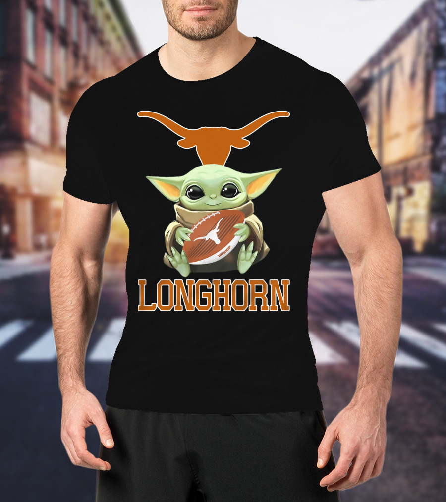 Texas Longhorn Baby Yoda Football Fan T-Shirt