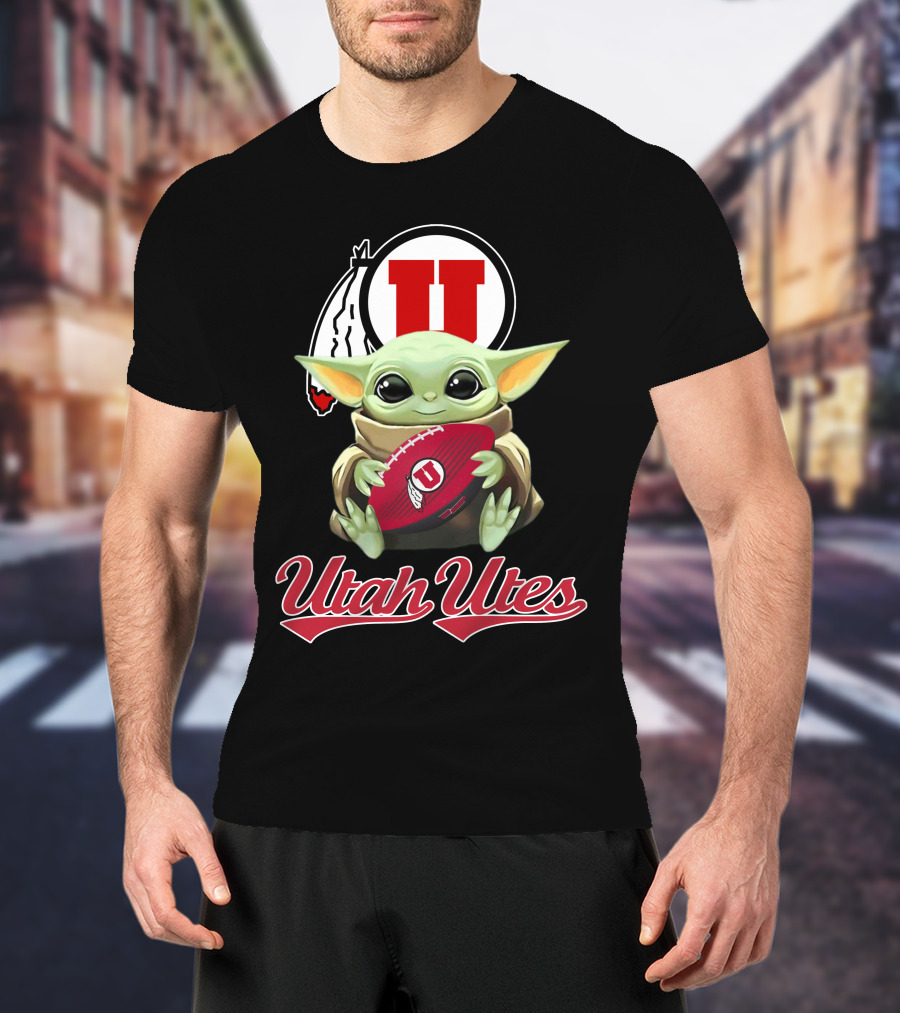 Utah Utes Baby Yoda Football Fan T-Shirt