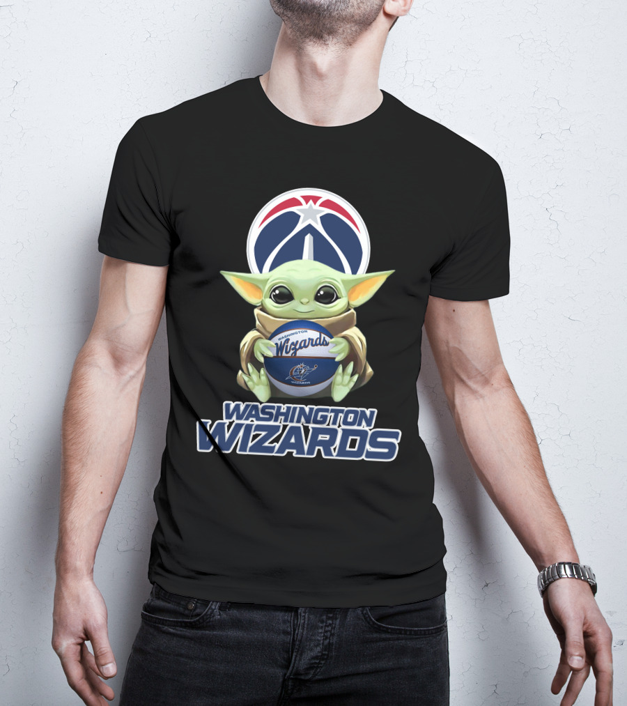 Washington Wizards Baby Yoda Holding Basketball T-Shirt