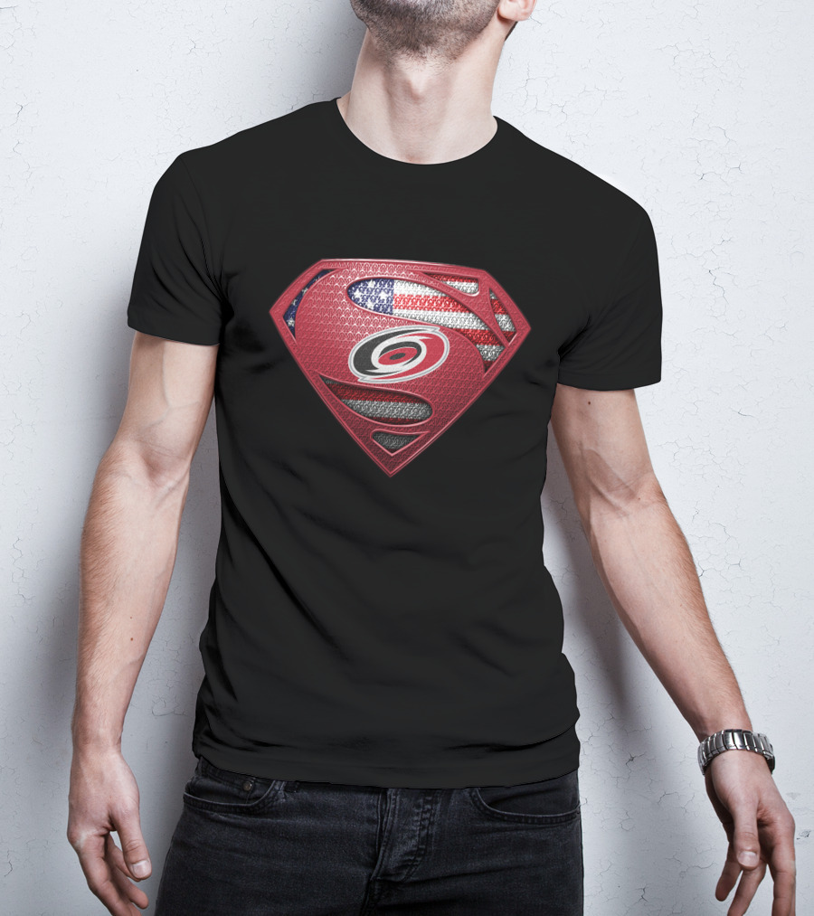 Carolina Hurricanes American Flag Superman T-Shirt